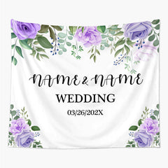 Lofaris Personalized Purple Floral Wedding Backdrop Banner