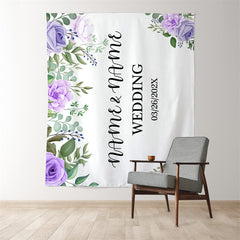 Lofaris Personalized Purple Floral Wedding Backdrop Banner