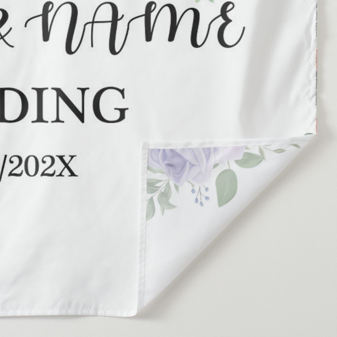 Lofaris Personalized Purple Floral Wedding Backdrop Banner