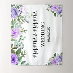 Lofaris Personalized Purple Floral Wedding Backdrop Banner