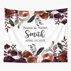 Lofaris Personalized Purple Floral Wedding Backdrop