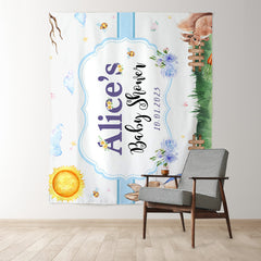 Lofaris Personalized Purple Rabbit Tale Baby Shower Backdrop