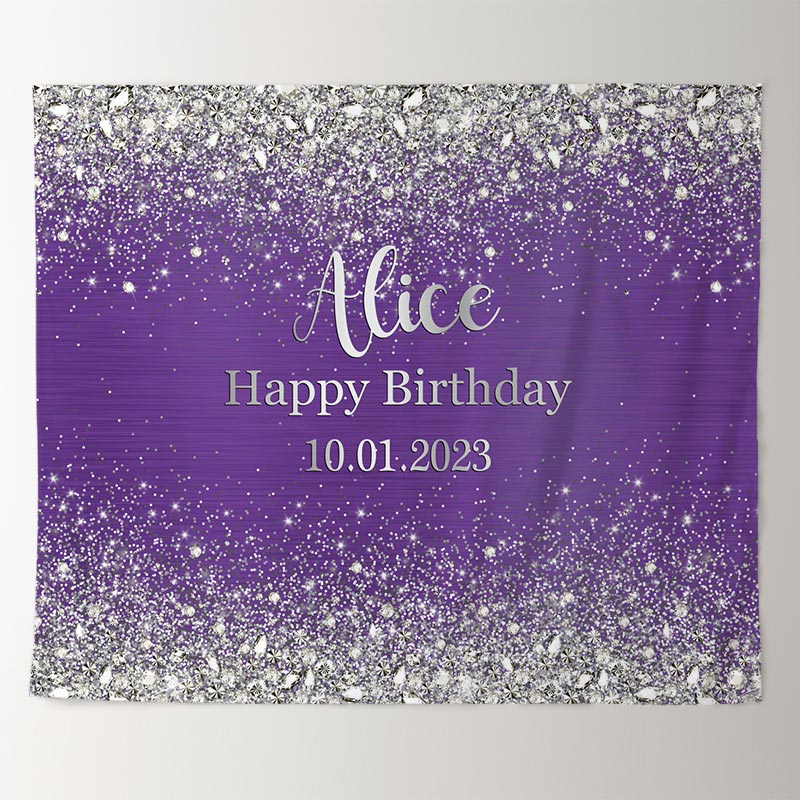 Lofaris Purple Silver sequins Birthday Custom Backdrops