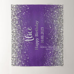 Lofaris Purple Silver sequins Birthday Custom Backdrops