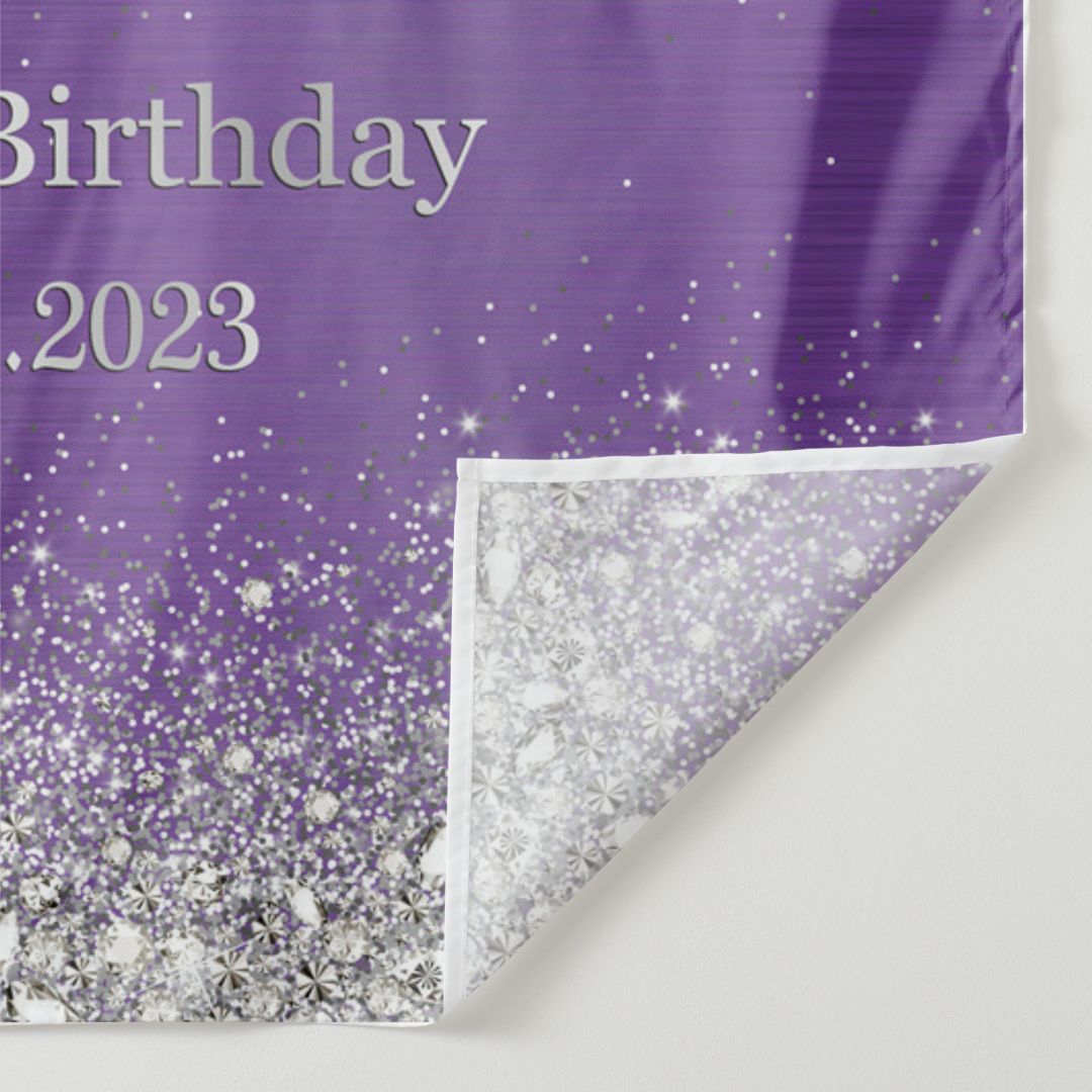 Lofaris Purple Silver sequins Birthday Custom Backdrops