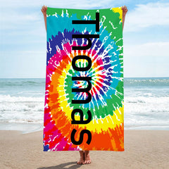 Lofaris Personalized Rainbow Color Name Summer Beach Towel