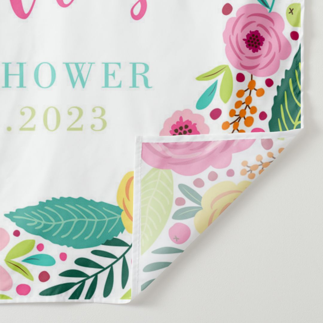 Lofaris Personalized Rainbow Flowers Baby Shower Backdrop