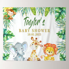 Lofaris Personalized Safari Animal Baby Shower Backdrop Banner
