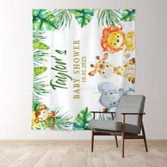 Lofaris Personalized Safari Animal Baby Shower Backdrop Banner