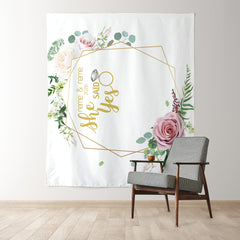 Lofaris Personalized She Said Yes Photo Wedding Backdrop