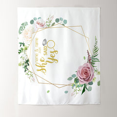 Lofaris Personalized She Said Yes Photo Wedding Backdrop