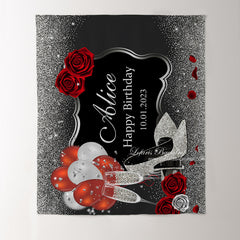 Lofaris Personalized Silver High Heels Balloon Party Backdrop