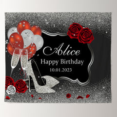 Lofaris Personalized Silver High Heels Balloon Party Backdrop