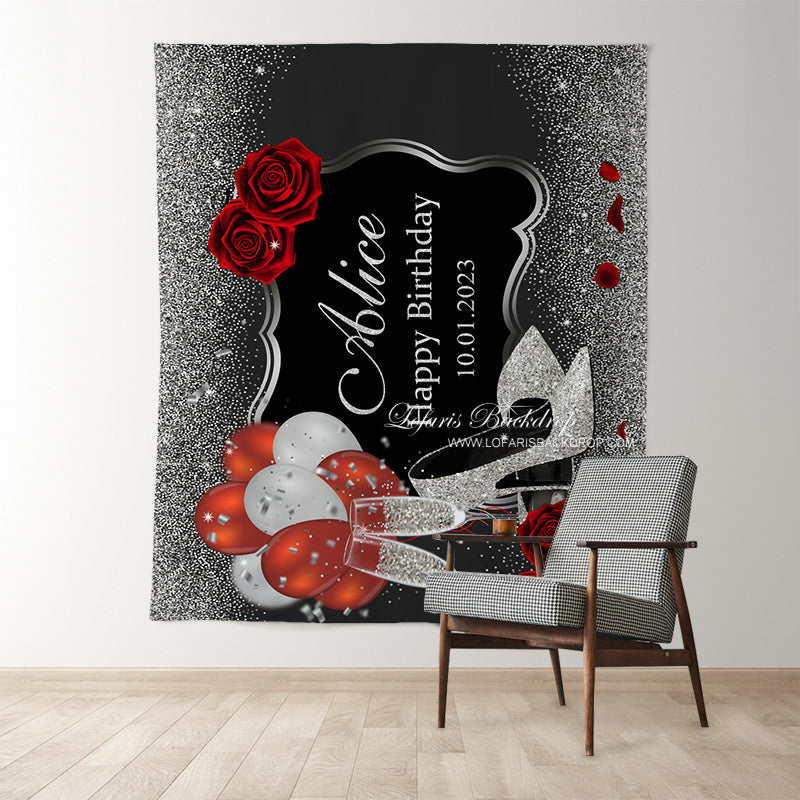 Lofaris Personalized Silver High Heels Balloon Party Backdrop