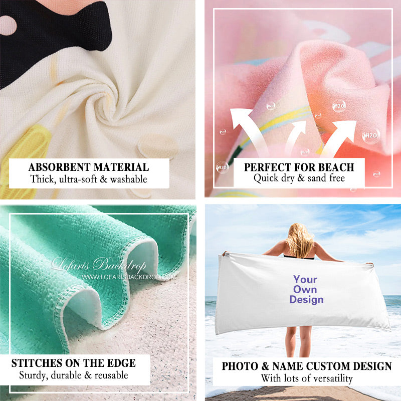 Lofaris Personalized Simple Colorful Name Summer Beach Towel