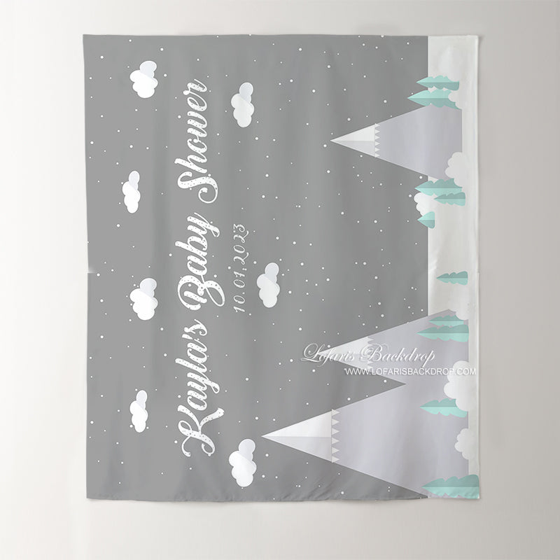Lofaris Personalized Snow Mountain Baby Shower Backdrop