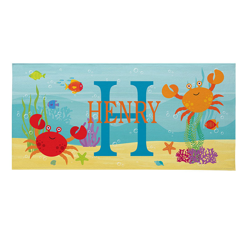 Lofaris Personalized Summer Ocean Animals Name Beach Towel