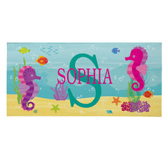 Lofaris Personalized Summer Ocean Animals Name Beach Towel