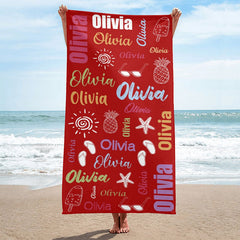 Lofaris Personalized Summer Picture And Name Beach Towel
