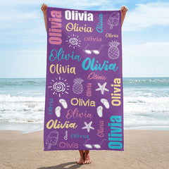 Lofaris Personalized Summer Picture And Name Beach Towel