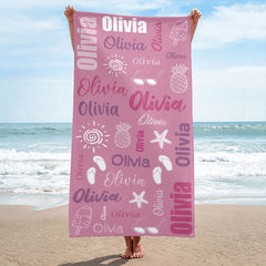 Lofaris Personalized Summer Picture And Name Beach Towel