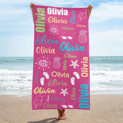 Lofaris Personalized Summer Picture And Name Beach Towel
