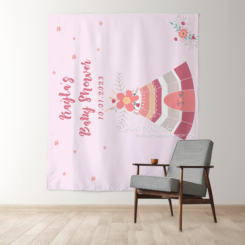 Lofaris Personalized Teepee Sign Baby Shower Backdrop Banner