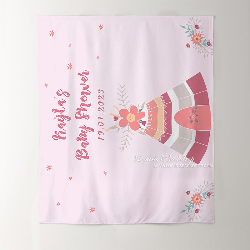 Lofaris Personalized Teepee Sign Baby Shower Backdrop Banner