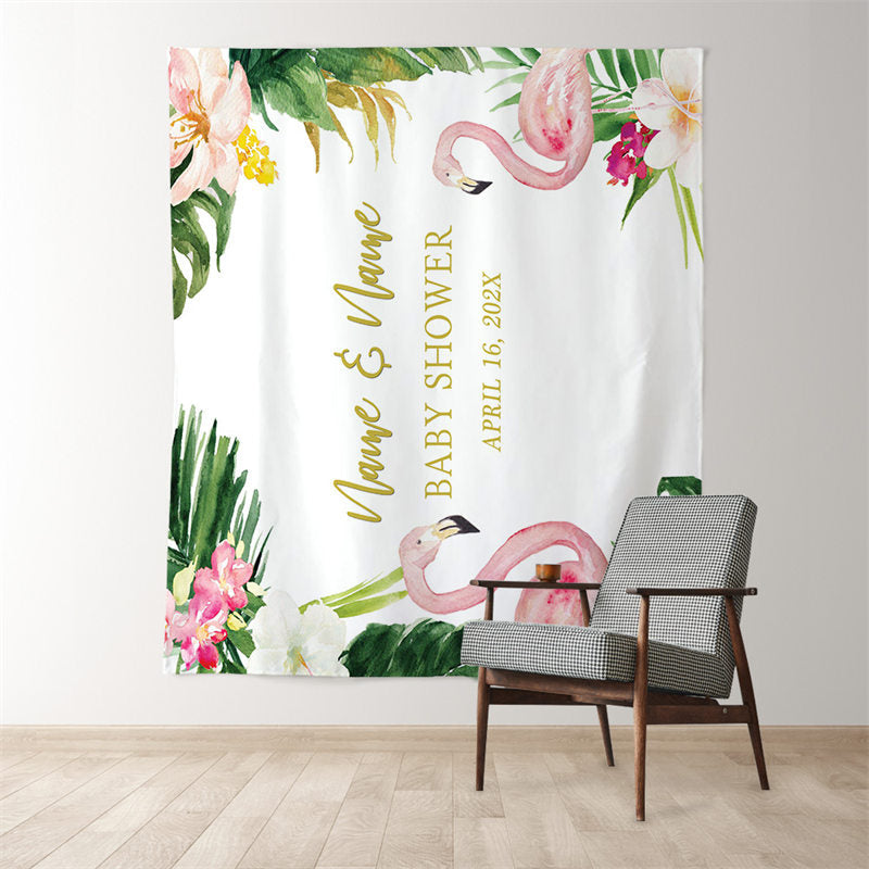 Lofaris Personalized Tropical Flamingo Bridal Shower Backdrop For Party