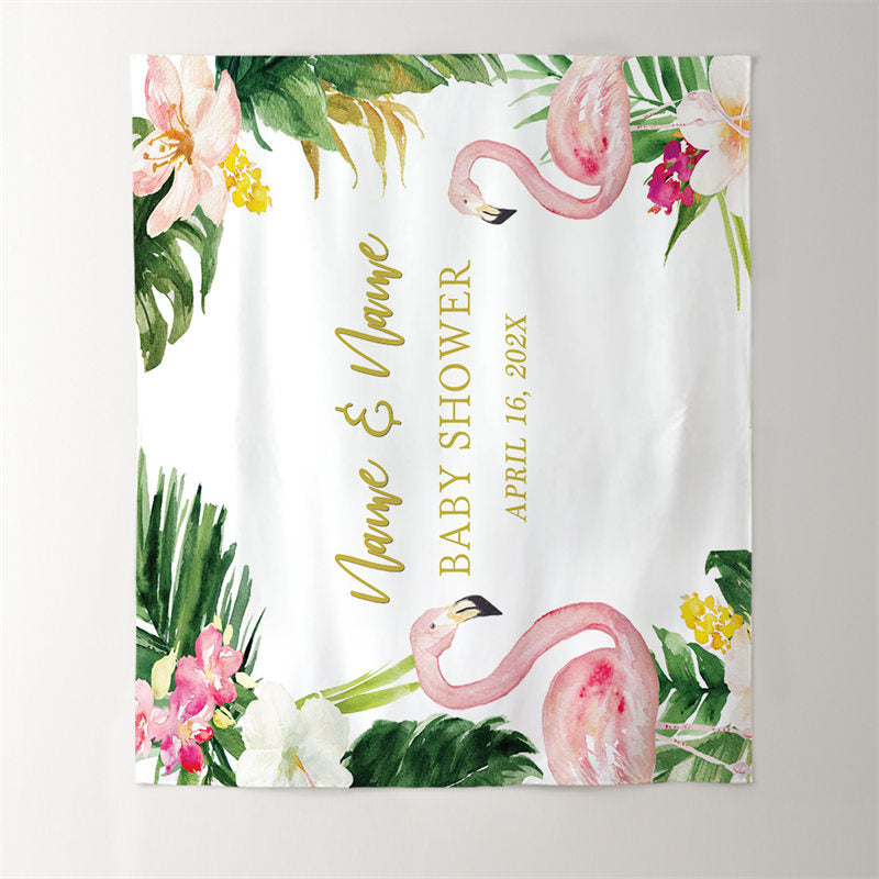 Lofaris Personalized Tropical Flamingo Bridal Shower Backdrop For Party