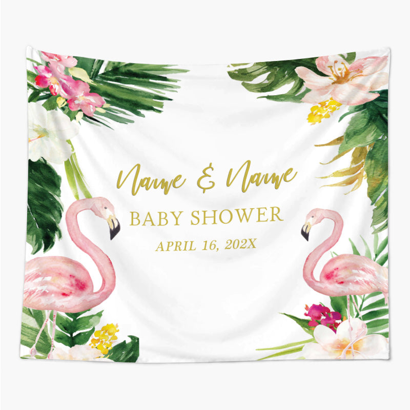 Lofaris Personalized Tropical Flamingo Bridal Shower Backdrop For Party