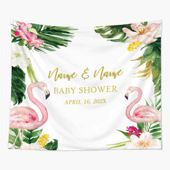 Lofaris Personalized Tropical Flamingo Bridal Shower Backdrop For Party