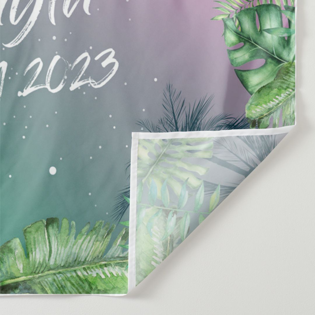 Lofaris Personalized Tropical Night Birthday Backdrop Banner