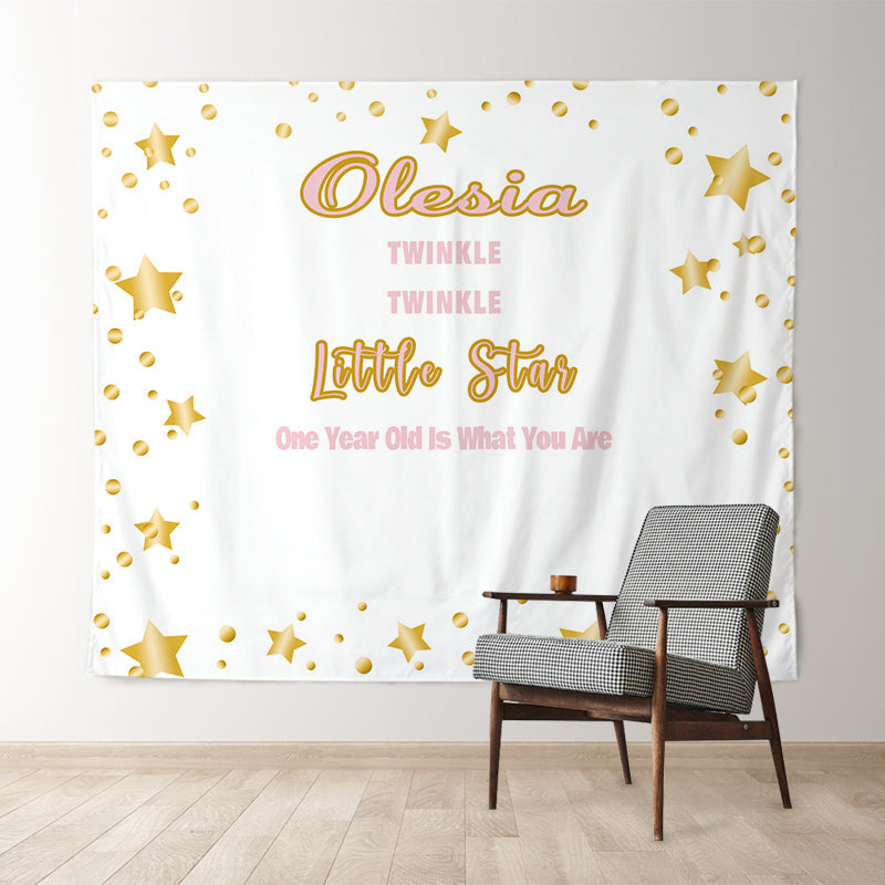 Lofaris Personalized Twinkle Little Star Birthday Backdrop Banner