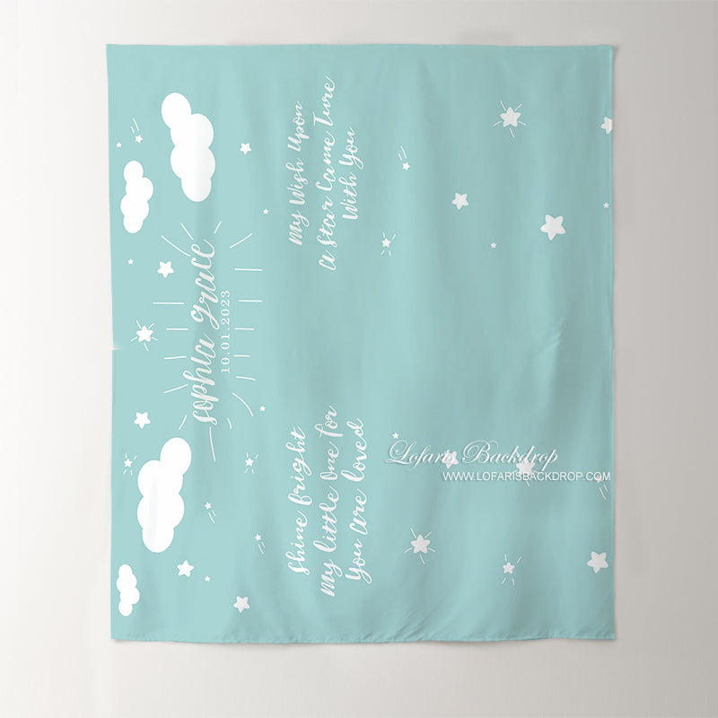 Lofaris Personalized Twinkle Stars Baby Shower Backdrop Decor