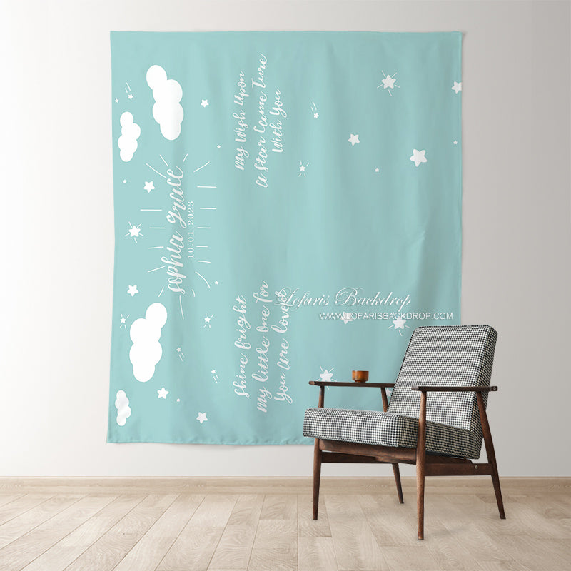 Lofaris Personalized Twinkle Stars Baby Shower Backdrop Decor