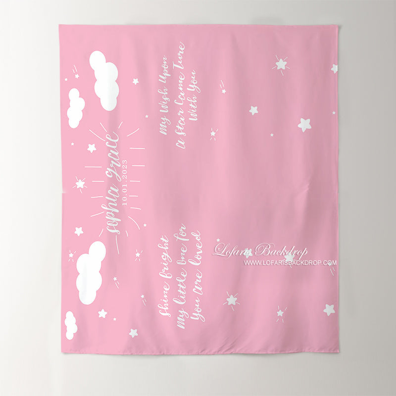 Lofaris Personalized Twinkle Baby Shower Backdrop Banner