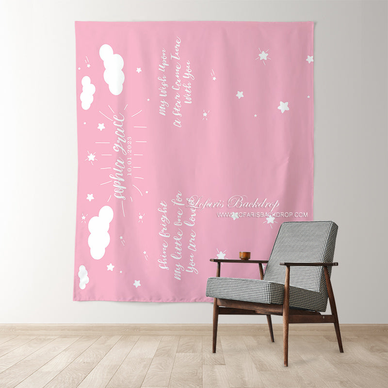 Lofaris Personalized Twinkle Baby Shower Backdrop Banner