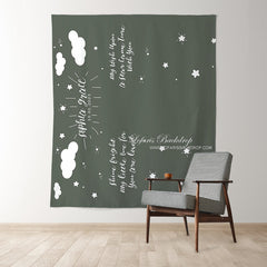 Lofaris Personalized Twinkle White Clouds Baby Shower Backdrop