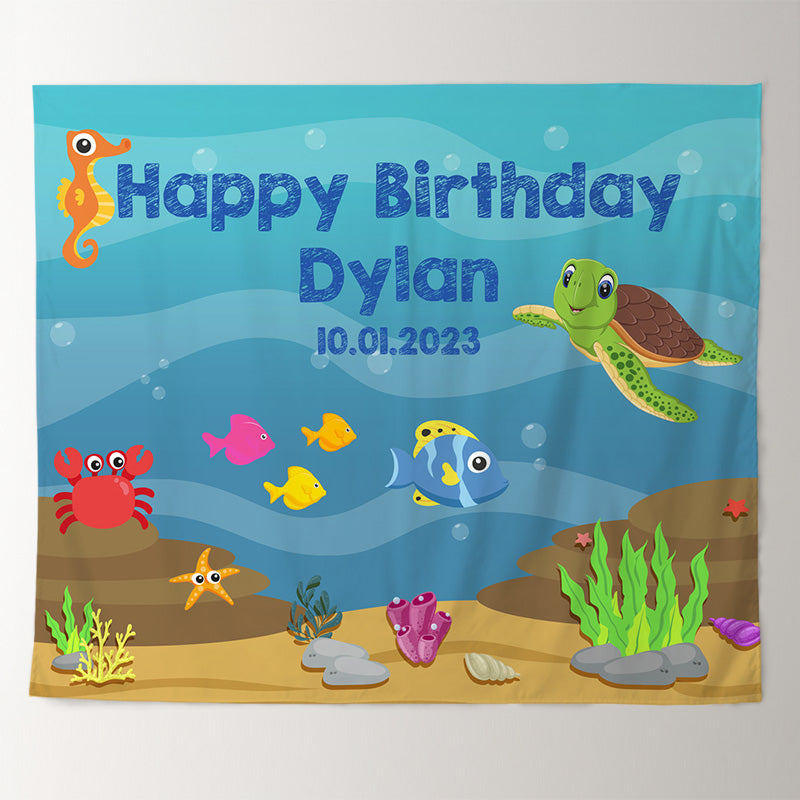 Lofaris Personalized Under The Sea Birthday Backdrop Decor