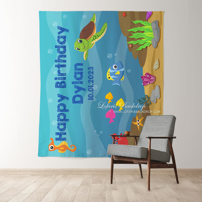 Lofaris Personalized Under The Sea Birthday Backdrop Decor
