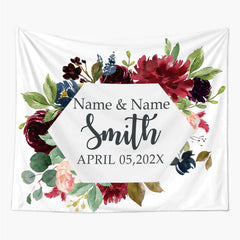 Lofaris Personalized Watercolor Floral Name Photo Wedding Backdrop