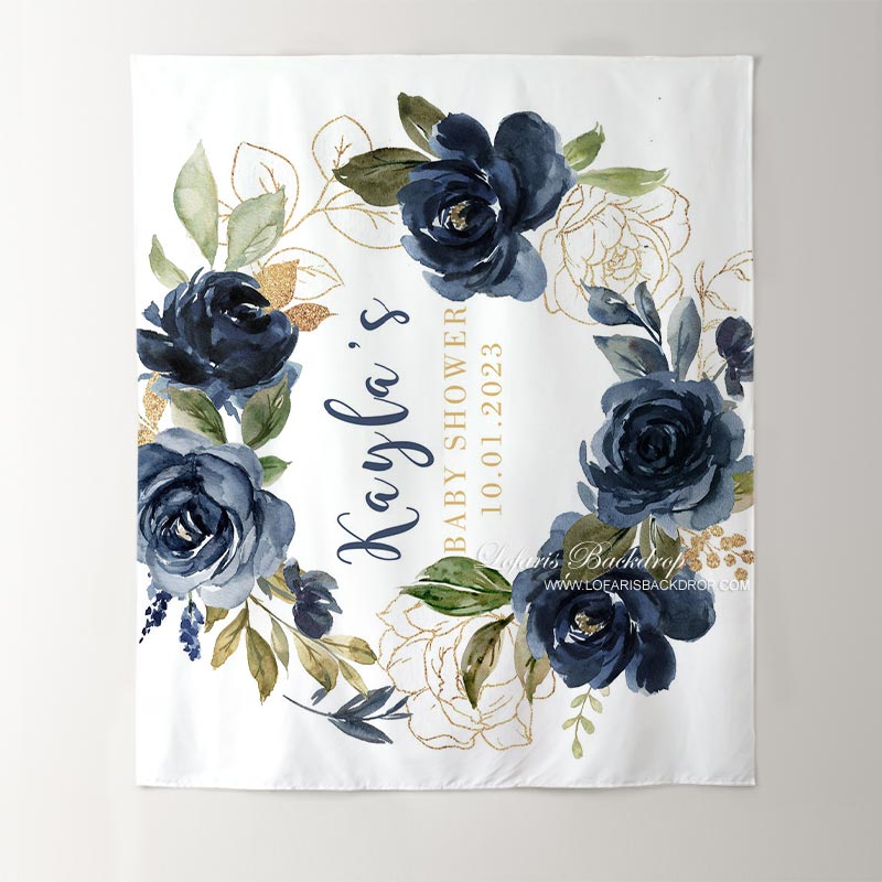 Lofaris Personalized Watercolor Flowers Baby Shower Backdrop