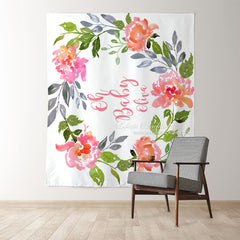 Lofaris Personalized Watercolor Flowers Oh Baby Shower Backdrop