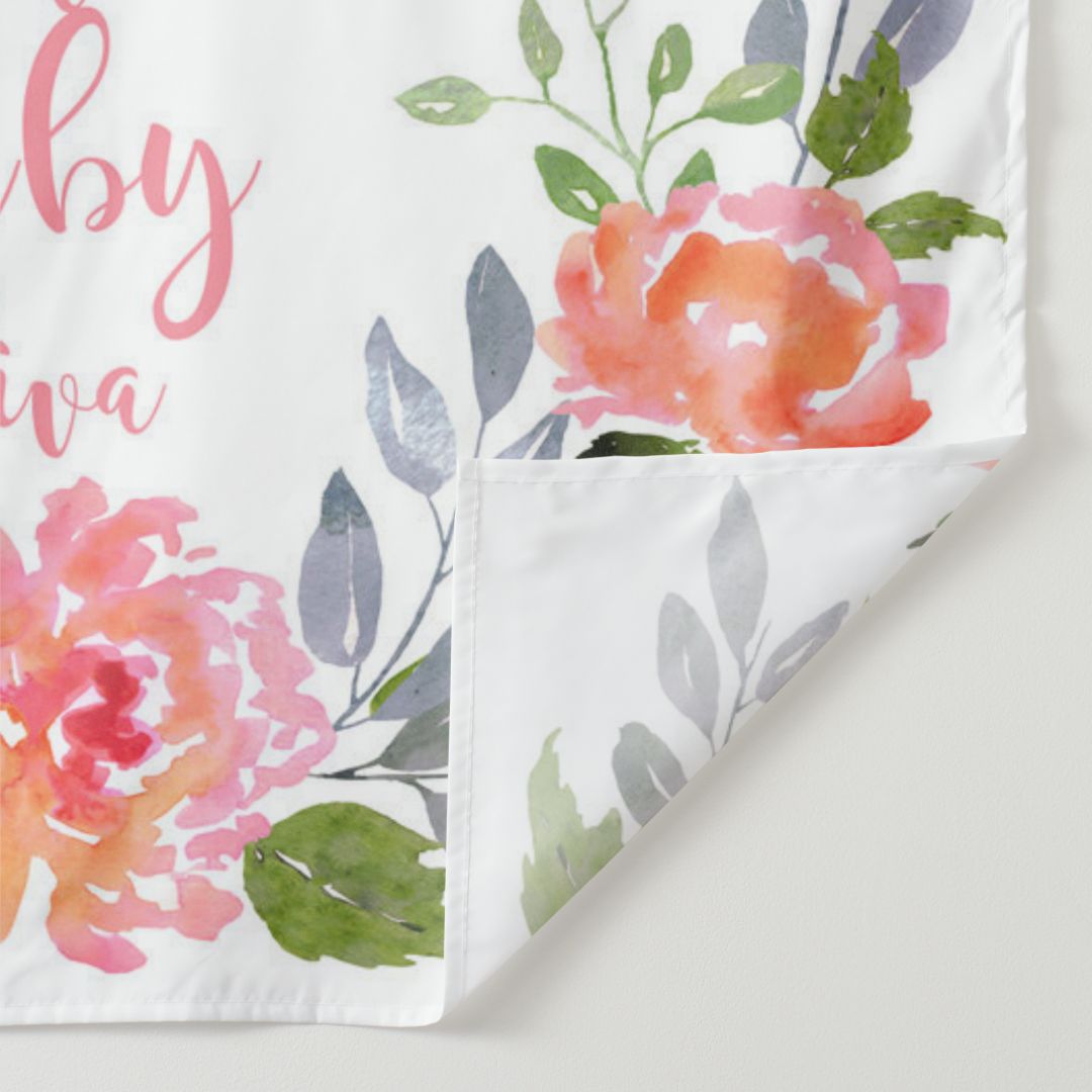 Lofaris Personalized Watercolor Flowers Oh Baby Shower Backdrop