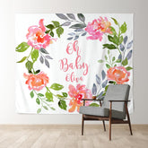 Lofaris Personalized Watercolor Flowers Oh Baby Shower Backdrop
