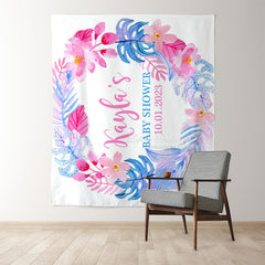 Lofaris Personalized Watercolor Tropical Flowers Baby Shower Backdrop