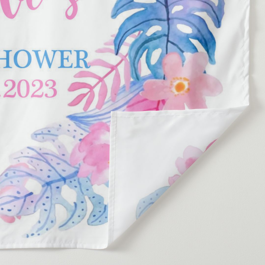Lofaris Personalized Watercolor Tropical Flowers Baby Shower Backdrop