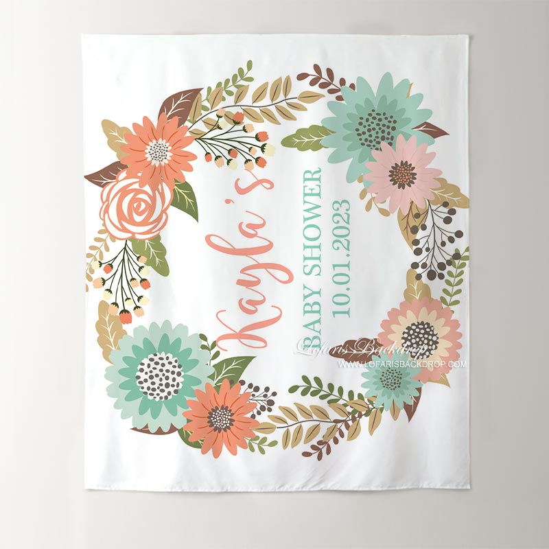 Lofaris Personalized Welcome Baby Boho Flower Shower Backdrop