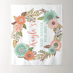 Lofaris Personalized Welcome Baby Boho Flower Shower Backdrop